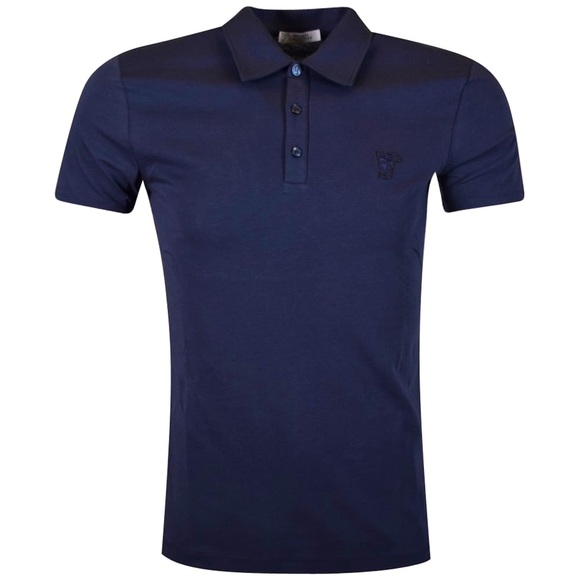 VERSACE Men Medusa Navy Polo Shirt